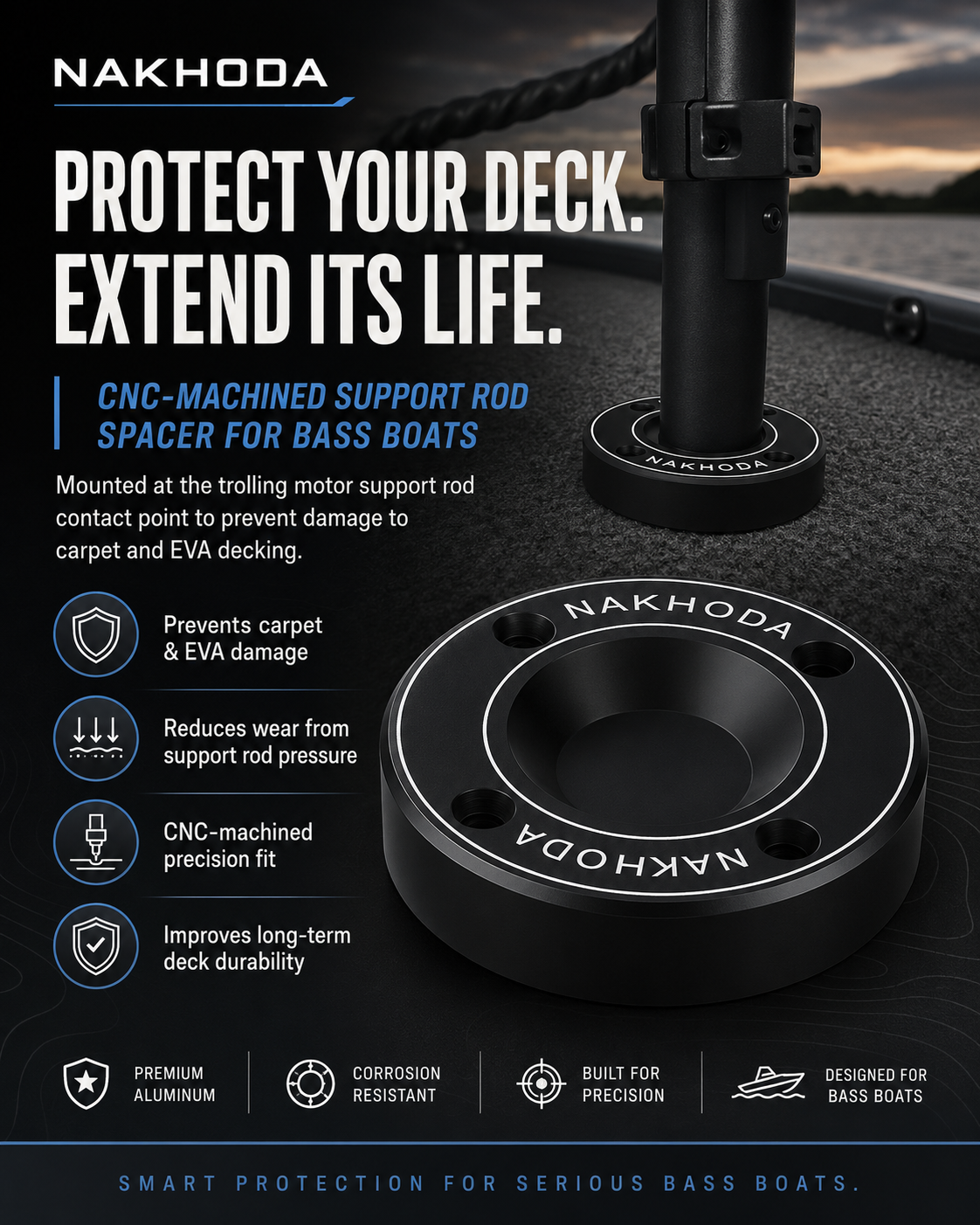 Trolling Motor Support Rod Deck Protector